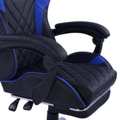 Gaming Armchair with reclining back and footstool HM1157.08 Black-Blue