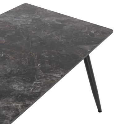 DINING TABLE RAVEN HM9856 CERAMIC TOP IN ANTHRACITE MARBLE-BLACK METAL LEGS 140x80x76Hcm.