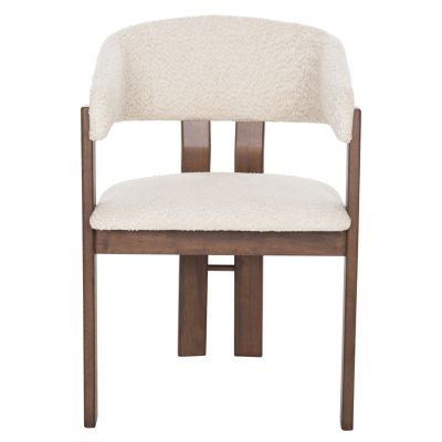 DINING CHAIR ZARRA HM9970.03 RUBBERWOOD IN WALNUT-ECRU BOUCLE FABRIC 55,5x59x81,5Hcm.