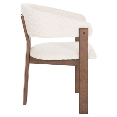 DINING CHAIR ZARRA HM9970.03 RUBBERWOOD IN WALNUT-ECRU BOUCLE FABRIC 55,5x59x81,5Hcm.