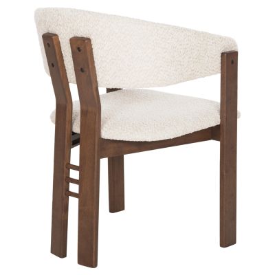 DINING CHAIR ZARRA HM9970.03 RUBBERWOOD IN WALNUT-ECRU BOUCLE FABRIC 55,5x59x81,5Hcm.