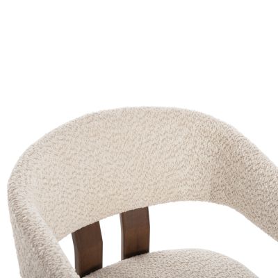 DINING CHAIR ZARRA HM9970.03 RUBBERWOOD IN WALNUT-ECRU BOUCLE FABRIC 55,5x59x81,5Hcm.