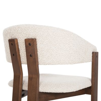 DINING CHAIR ZARRA HM9970.03 RUBBERWOOD IN WALNUT-ECRU BOUCLE FABRIC 55,5x59x81,5Hcm.