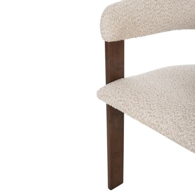 DINING CHAIR ZARRA HM9970.03 RUBBERWOOD IN WALNUT-ECRU BOUCLE FABRIC 55,5x59x81,5Hcm.