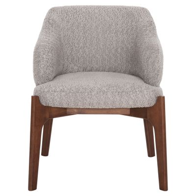 DINING CHAIR ABAI HM9971.03 RUBBERWOOD IN WALNUT COLOR-BOUCLE FABRIC IN LIGHT GREY 65x63x79Hcm.