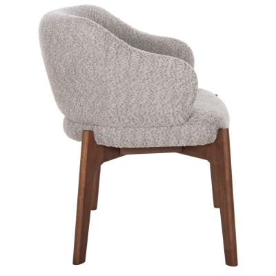 DINING CHAIR ABAI HM9971.03 RUBBERWOOD IN WALNUT COLOR-BOUCLE FABRIC IN LIGHT GREY 65x63x79Hcm.