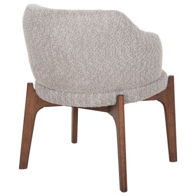 DINING CHAIR ABAI HM9971.03 RUBBERWOOD IN WALNUT COLOR-BOUCLE FABRIC IN LIGHT GREY 65x63x79Hcm.