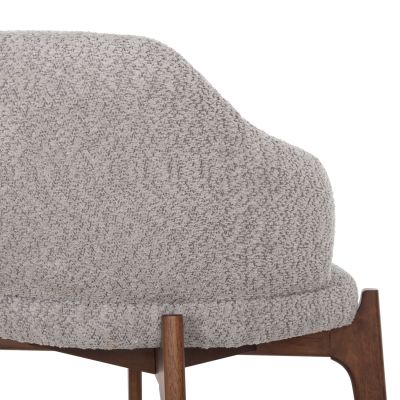 DINING CHAIR ABAI HM9971.03 RUBBERWOOD IN WALNUT COLOR-BOUCLE FABRIC IN LIGHT GREY 65x63x79Hcm.