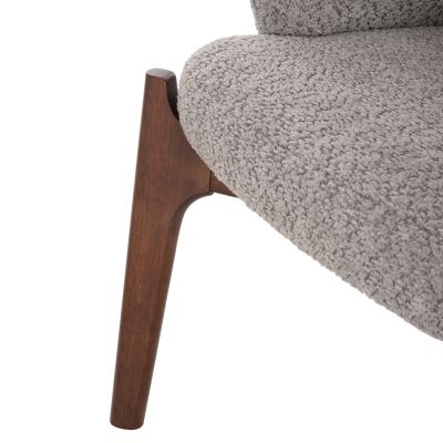 DINING CHAIR ABAI HM9971.03 RUBBERWOOD IN WALNUT COLOR-BOUCLE FABRIC IN LIGHT GREY 65x63x79Hcm.