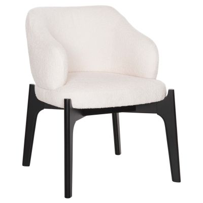 DINING CHAIR ABAI HM9971.02 RUBBERWOOD IN BLACK COLOR-BOUCLE FABRIC IN ECRU 65x63x79Hcm.