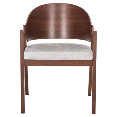 DINING CHAIR NERO HM9972 RUBBERWOOD IN WALNUT COLOR-GREY FABRIC SEAT 56x56x78Hcm.