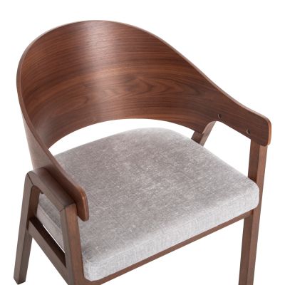 DINING CHAIR NERO HM9972 RUBBERWOOD IN WALNUT COLOR-GREY FABRIC SEAT 56x56x78Hcm.