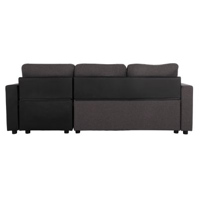 CORNER SOFA-BED WAYNE HM3028.91 GREY FABRIC-BLACK PU LEATHER 224x145x86Hcm.