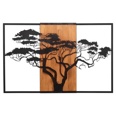 WALL DECORATION TREE IN BLACK FRAME ΗΜ4650-METAL-WOOD 90x3(thickness)x58Hcm.