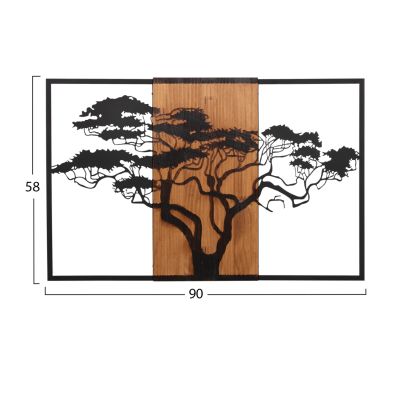 WALL DECORATION TREE IN BLACK FRAME ΗΜ4650-METAL-WOOD 90x3(thickness)x58Hcm.