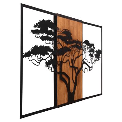 WALL DECORATION TREE IN BLACK FRAME ΗΜ4650-METAL-WOOD 90x3(thickness)x58Hcm.