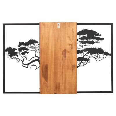 WALL DECORATION TREE IN BLACK FRAME ΗΜ4650-METAL-WOOD 90x3(thickness)x58Hcm.