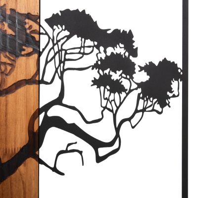 WALL DECORATION TREE IN BLACK FRAME ΗΜ4650-METAL-WOOD 90x3(thickness)x58Hcm.