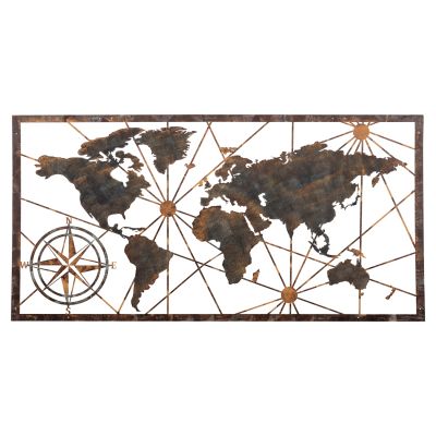 WALL DECORATION WORLD MAP HM4656 BRONZE METAL 120x0,1x60Hcm.