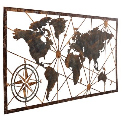 WALL DECORATION WORLD MAP HM4656 BRONZE METAL 120x0,1x60Hcm.