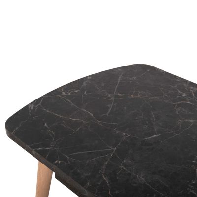 COFFEE TABLE SLIVEN HM18178.02 BLACK MARBLE MELAMINE-LEGS IN NATURAL COLOR 90x50x47,5Hcm.