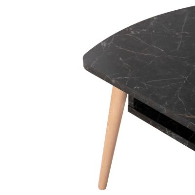 COFFEE TABLE SLIVEN HM18178.02 BLACK MARBLE MELAMINE-LEGS IN NATURAL COLOR 90x50x47,5Hcm.