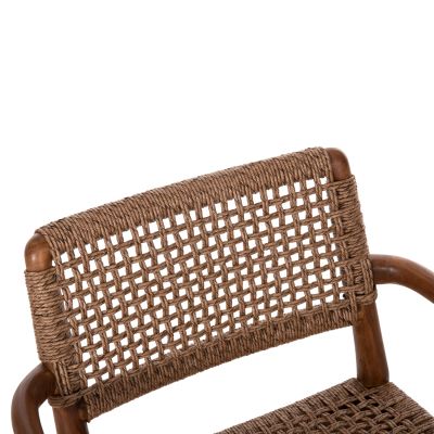 DINING ARMCHAIR ROSCO HM6132.01 TEAK WOOD IN WALNUT-VIRO ROPE IN BROWN 56x54,5x78Hcm.