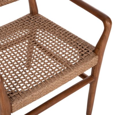 DINING ARMCHAIR ROSCO HM6132.01 TEAK WOOD IN WALNUT-VIRO ROPE IN BROWN 56x54,5x78Hcm.