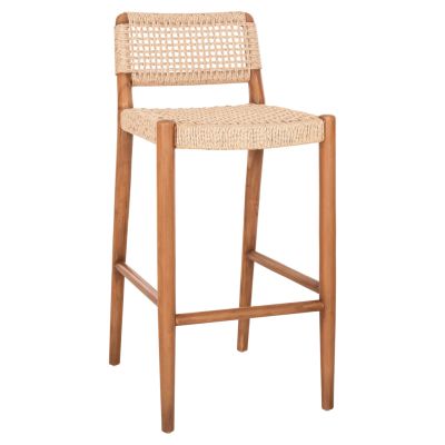 BAR STOOL ROSCO HM6134 TEAK WOOD IN NATURAL-VIRO ROPE IN BEIGE 47x52x100Hcm.