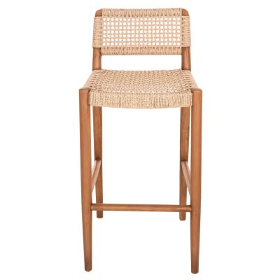 BAR STOOL ROSCO HM6134 TEAK WOOD IN NATURAL-VIRO ROPE IN BEIGE 47x52x100Hcm.