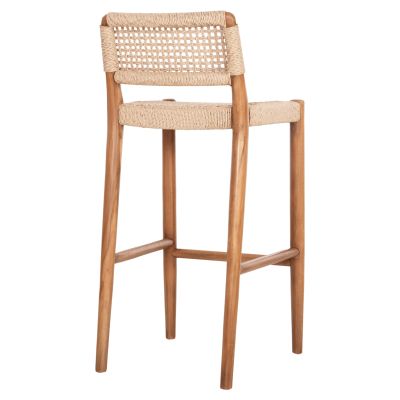 BAR STOOL ROSCO HM6134 TEAK WOOD IN NATURAL-VIRO ROPE IN BEIGE 47x52x100Hcm.