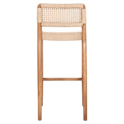 BAR STOOL ROSCO HM6134 TEAK WOOD IN NATURAL-VIRO ROPE IN BEIGE 47x52x100Hcm.