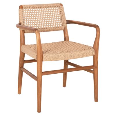 DINING ARMCHAIR ROSCO HM6132 TEAK WOOD IN NATURAL-VIRO ROPE IN BEIGE 56x54,5x78Hcm.