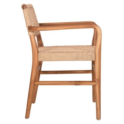 DINING ARMCHAIR ROSCO HM6132 TEAK WOOD IN NATURAL-VIRO ROPE IN BEIGE 56x54,5x78Hcm.