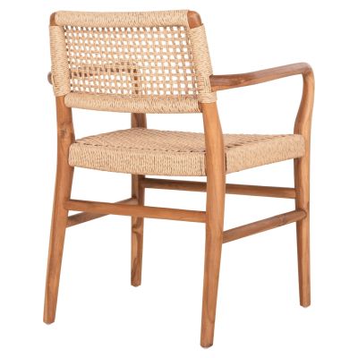 DINING ARMCHAIR ROSCO HM6132 TEAK WOOD IN NATURAL-VIRO ROPE IN BEIGE 56x54,5x78Hcm.