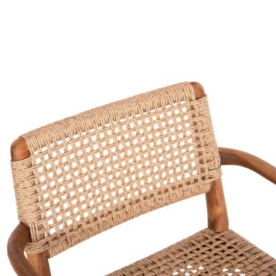 DINING ARMCHAIR ROSCO HM6132 TEAK WOOD IN NATURAL-VIRO ROPE IN BEIGE 56x54,5x78Hcm.