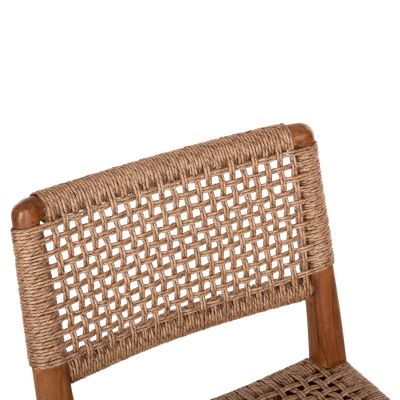 DINING CHAIR ROSCO HM6133.01 TEAK WOOD IN WALNUT-VIRO ROPE IN BROWN 46x55x79Hcm.