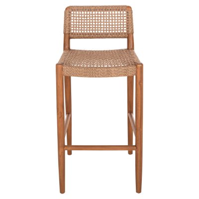 BAR STOOL ROSCO HM6134.01 TEAK WOOD IN WALNUT-VIRO ROPE IN BROWN 47x52x100Hcm.