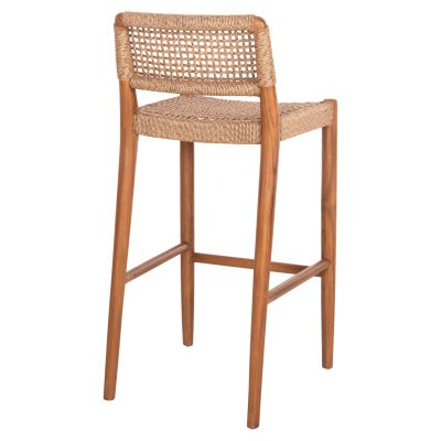 BAR STOOL ROSCO HM6134.01 TEAK WOOD IN WALNUT-VIRO ROPE IN BROWN 47x52x100Hcm.