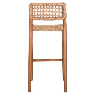 BAR STOOL ROSCO HM6134.01 TEAK WOOD IN WALNUT-VIRO ROPE IN BROWN 47x52x100Hcm.