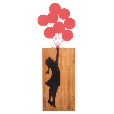 WALL DECORATION BALLOONS IN CORAL COLOR HM4649 METAL-WOOD 30x3x99Hcm.