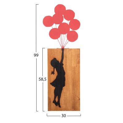 WALL DECORATION BALLOONS IN CORAL COLOR HM4649 METAL-WOOD 30x3x99Hcm.