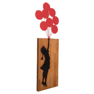 WALL DECORATION BALLOONS IN CORAL COLOR HM4649 METAL-WOOD 30x3x99Hcm.