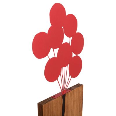 WALL DECORATION BALLOONS IN CORAL COLOR HM4649 METAL-WOOD 30x3x99Hcm.