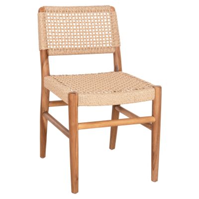 DINING CHAIR ROSCO HM6133 TEAK WOOD IN NATURAL-VIRO ROPE IN BEIGE 46x55x79Hcm.