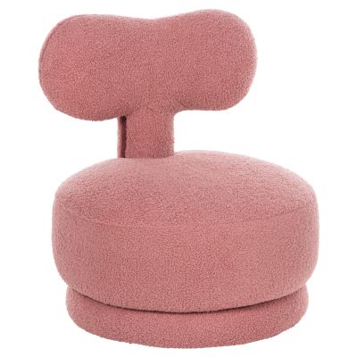 STOOL WITH BACKREST SWIVEL KRIVIO HM9775.02 DUSTY PINK BOUCLE FABRIC 52x53x60Hcm.