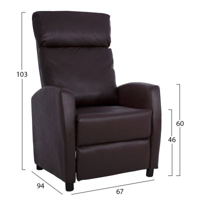 Armchair Comfort Relax HIBER HM8319.02, recline, Brown PU 67x94x103 cm