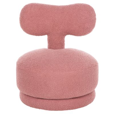 STOOL WITH BACKREST SWIVEL KRIVIO HM9775.02 DUSTY PINK BOUCLE FABRIC 52x53x60Hcm.