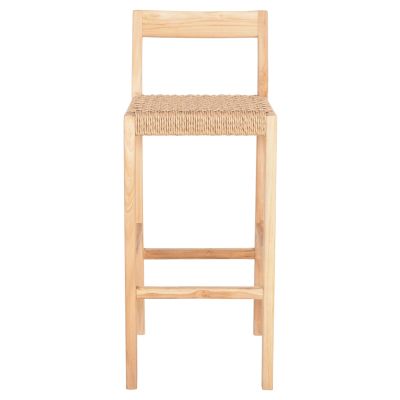 BAR STOOL WITH BACKREST PLERED HM6129 TEAK WOOD & VIRO ROPE 40x45x100Hcm.