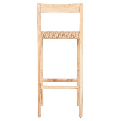 BAR STOOL WITH BACKREST PLERED HM6129 TEAK WOOD & VIRO ROPE 40x45x100Hcm.